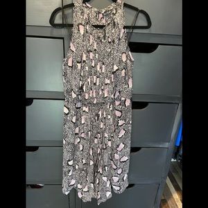 Dvf Pleated Ria Dress Black & Purple Cheetah